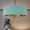 Light Mint Velvet Ultra Slim Hanging Lampshade with Gold Lining