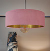 Light Pink Velvet Ultra Slim Hanging Lampshade with Gold Lining