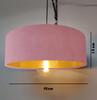 Large 45cm Light Pink Velvet Ultra Slim Lampshade with Gold Lining and XL LED Bulb Included