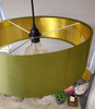 Large 45cm Olive Green Velvet Ultra Slim Lampshade with Gold Lining and XL LED Bulb Included