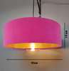 Large 45cm Pink Velvet Ultra Slim Lampshade with Gold Lining and XL LED Bulb Included