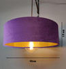 Large 45cm Purple Velvet Ultra Slim Lampshade with Gold Lining and XL LED Bulb Included