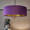 Purple Velvet Ultra Slim Hanging Lampshade with Gold Lining