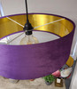 Large 45cm Purple Velvet Ultra Slim Lampshade with Gold Lining and XL LED Bulb Included