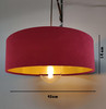 Large 45cm Red Velvet Ultra Slim Lampshade with Gold Lining and XL LED Bulb Included