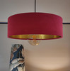 Red Velvet Ultra Slim Hanging Lampshade with Gold Lining