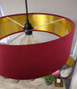 Large 45cm Red Velvet Ultra Slim Lampshade with Gold Lining and XL LED Bulb Included