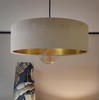 Taupe Velvet Ultra Slim Hanging Lampshade with Gold Lining