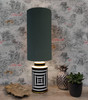 Dark Green Cotton Cylinder Lampshade in Extra Tall Slim Design