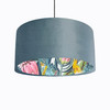 Duck Egg Blue Velvet Lampshade with Blush Parrot Lining