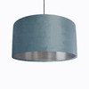 Duck Egg Blue Lampshade in Velvet with Silver Lining