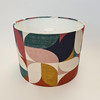 Retro Mustard Multicoloured Lampshade in Cotton with White Lining, Abstract Lightshade