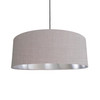 Extra Large Lampshade in Feather Grey Linen and a Brushed Silver Lining