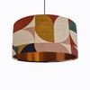 Retro Abstract Lampshade in Multicoloured Cotton Fabric with Copper Lining