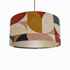 Retro Abstract Lampshade in Multicoloured Cotton Fabric with Champagne Lining