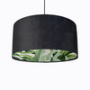 Black Velvet Lampshade with Green Lush Leaves Lining