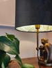 Black Velvet Lampshade with Green Lush Leaves Lining