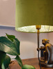 Olive Green Velvet Lampshade with Green Lush Leaves Lining