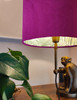 Plum Purple Velvet Lampshade with Green Lush Leaves Lining