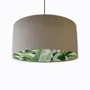 Taupe Velvet Lampshade with Green Lush Leaves Lining