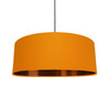 Extra Large Lampshade in Orange Cotton and a Brushed Copper Lining