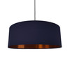 Extra Large Lampshade in Navy Blue Cotton and a Brushed Copper Lining