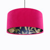 Cerise Pink Velvet Lampshade with Tropical Trees and Dark Monkey Lining