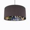 Charcoal Velvet Lampshade with Tropical Trees and Dark Monkey Lining