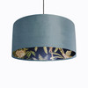 Duck Egg Blue Velvet Lampshade with Tropical Trees and Dark Monkey Lining