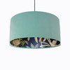 Light Mint Green Velvet Lampshade with Tropical Trees and Dark Monkey Lining