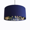 Navy Blue Cotton Lampshade with Tropical Trees and Dark Monkey Lining