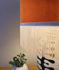 Burnt Orange Lampshade in Velvet with Oyster Cream Fringing