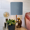 Square Light Dusky Blue Velvet Lamp shades with Choice of Lining