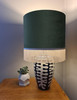 Forest Green Fringed  Lampshade in Velvet with Oyster Cream Fringe