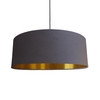Extra Large Lamp shade in Dark Grey Velvet and a Brushed Gold Lining