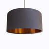 Dark Grey Velvet Lampshade with Copper Lining