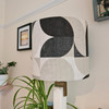 Retro Natural Lampshade in Cotton with White Lining, Abstract Lightshade