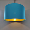 Teal Blue Lampshade in Cotton with Gold Lining