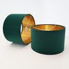 Green Velvet Lampshade with a Brushed Gold Liner