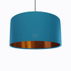 Teal Blue Lampshade in Cotton with Copper Lining
