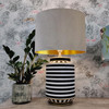 Light Grey and Gold Lamp shade in Velvet Fabric