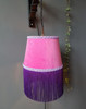 fuchsia pink velvet lampshade with fringing and copper