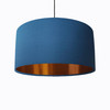 Teal Blue Lampshade in Satin with Copper Lining