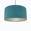 Teal Blue Lampshade in Velvet with Champagne Lining