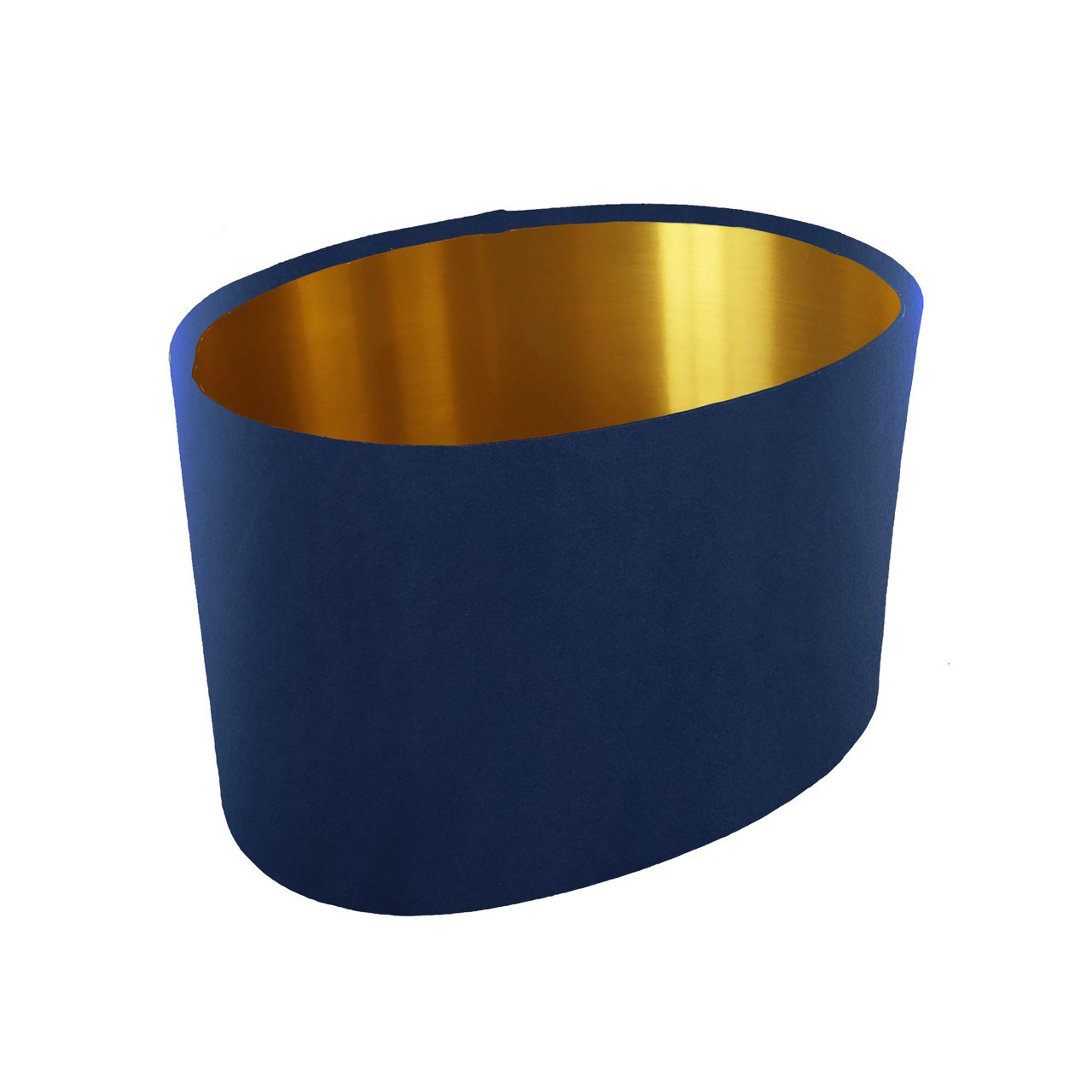 Candid Owl Oval Navy Blue Lampshade in Velvet with Gold Lining