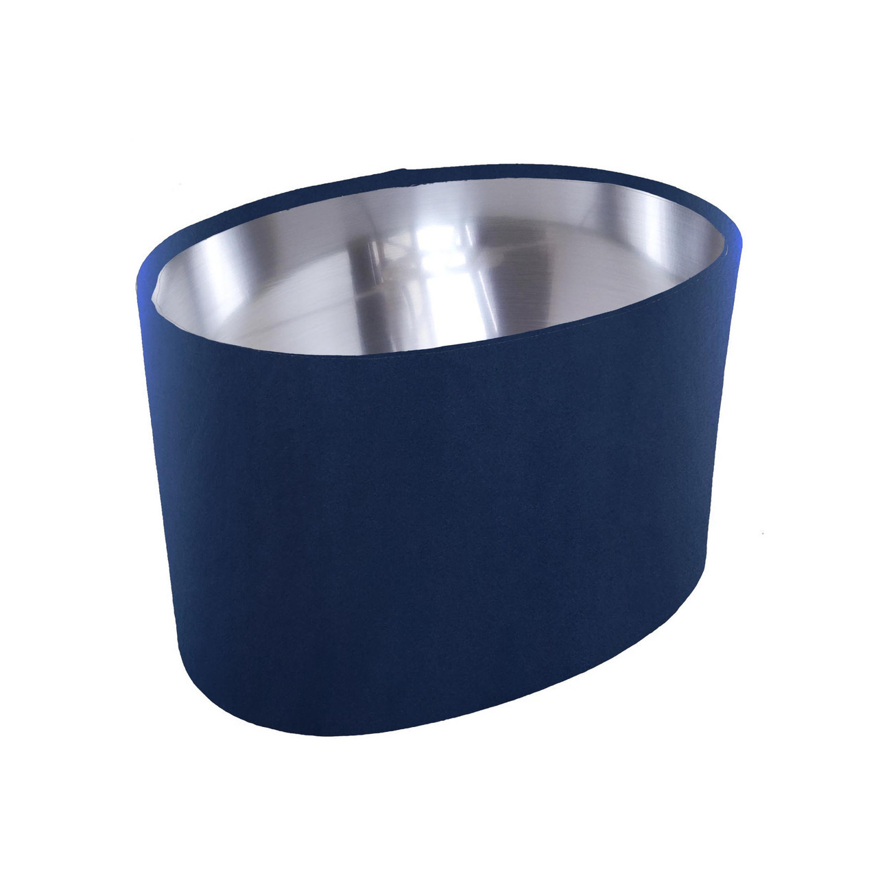 Candid Owl Oval Navy Blue Lampshade in Velvet with Silver Lining