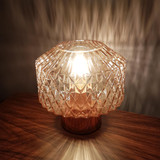 Diamond Smoky Glass Lamp with a Copper Base