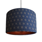 Indigo Blue Kasuri Lampshade with a Brushed Copper Lining Indigo Blue Kasuri Lampshade with a Brushed Copper Lining