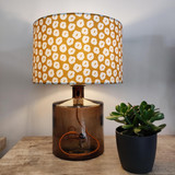 Mustard Cotton Lampshade with Flowers