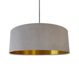 Extra Large Lampshade in Light Grey Velvet and a Brushed Gold Lining Extra Large Lampshade in Light Grey Velvet and a Brushed Gold Lining
